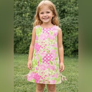 Lilly Pulitzer Pink and Green Checkered Floral Dress